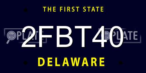 2FBT40 Delaware License Plate
