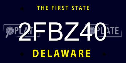2FBZ40 Delaware License Plate