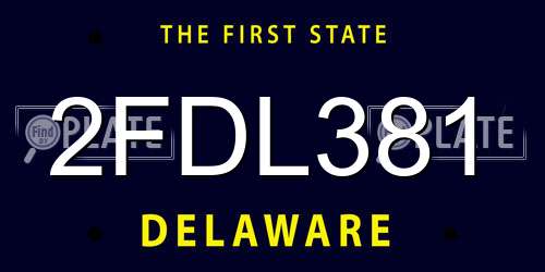 2FDL381 Delaware License Plate