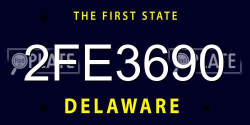 2FE3690 Delaware License Plate