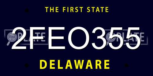 2FEO355 Delaware License Plate