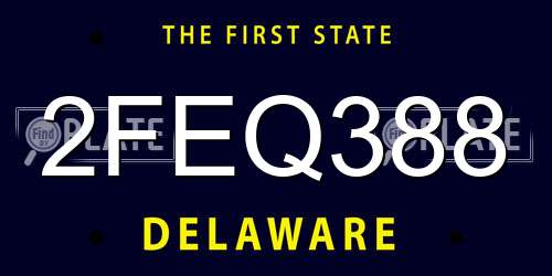 2FEQ388 Delaware License Plate