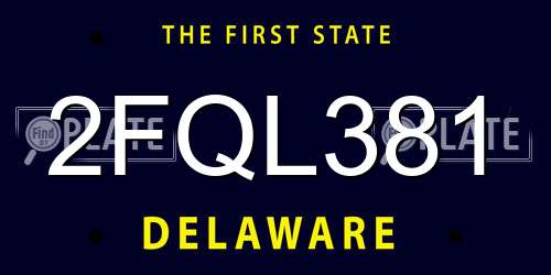 2FQL381 Delaware License Plate