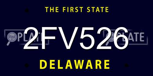 2FV526 Delaware License Plate