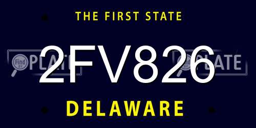 2FV826 Delaware License Plate