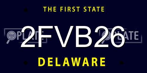 2FVB26 Delaware License Plate