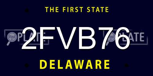 2FVB76 Delaware License Plate