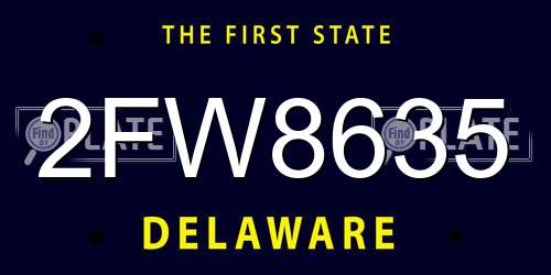 2FW8635 Delaware License Plate
