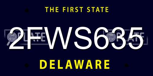 2FWS635 Delaware License Plate