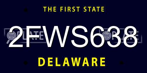 2FWS638 Delaware License Plate
