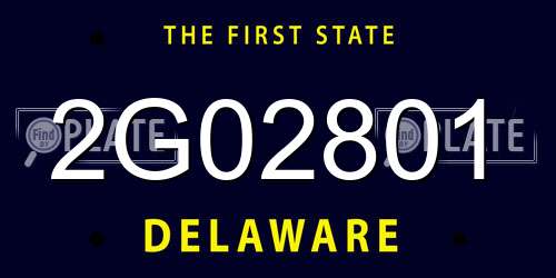 2G02801 Delaware License Plate