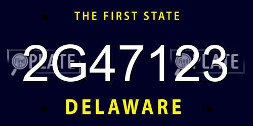 2G47123 Delaware License Plate