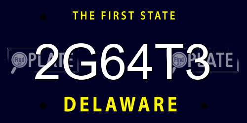 2G64T3 Delaware License Plate