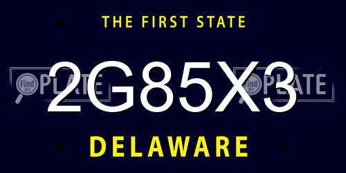 2G85X3 Delaware License Plate