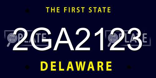 2GA2123 Delaware License Plate
