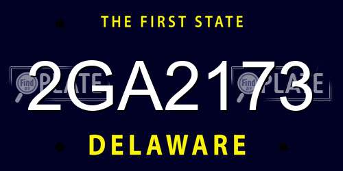 2GA2173 Delaware License Plate