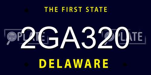 2GA320 Delaware License Plate