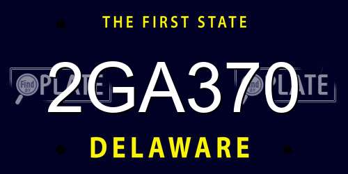 2GA370 Delaware License Plate