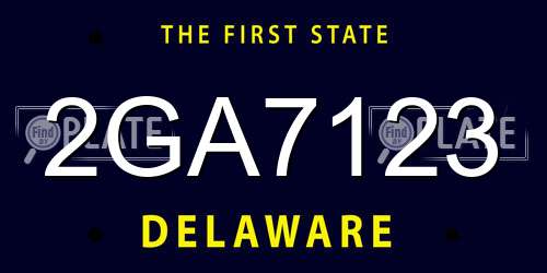 2GA7123 Delaware License Plate