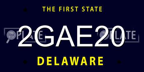 2GAE20 Delaware License Plate