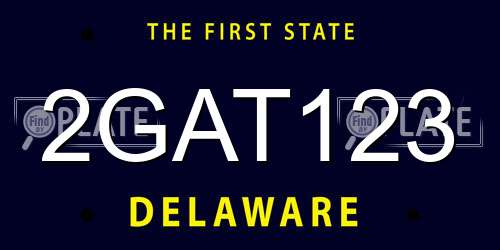 2GAT123 Delaware License Plate