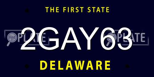 2GAY63 Delaware License Plate