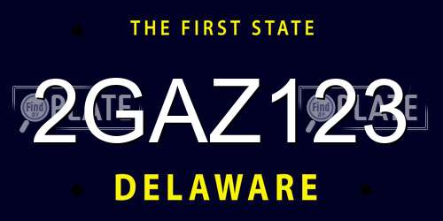2GAZ123 Delaware License Plate