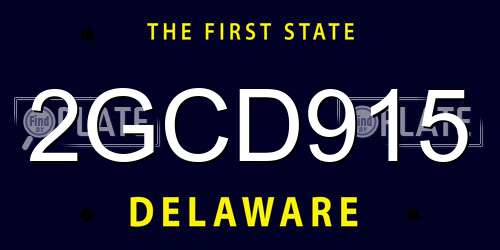 2GCD915 Delaware License Plate