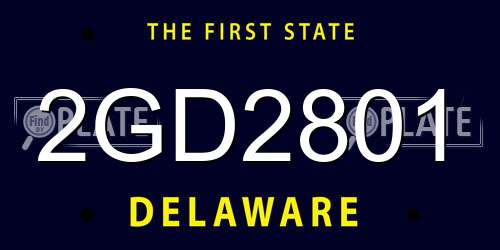 2GD2801 Delaware License Plate