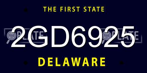 2GD6925 Delaware License Plate