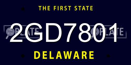 2GD7801 Delaware License Plate
