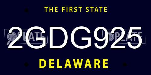 2GDG925 Delaware License Plate