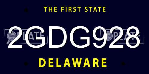 2GDG928 Delaware License Plate