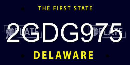 2GDG975 Delaware License Plate