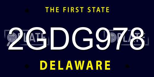 2GDG978 Delaware License Plate