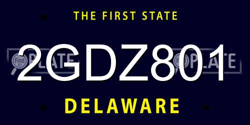 2GDZ801 Delaware License Plate