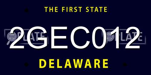 2GEC012 Delaware License Plate