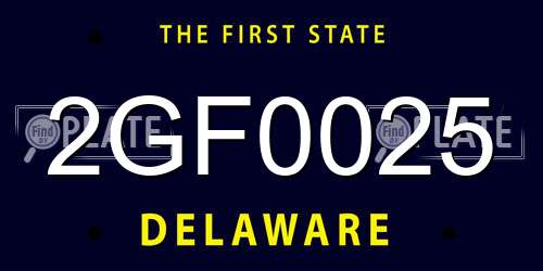 2GF0025 Delaware License Plate
