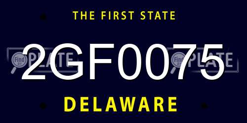 2GF0075 Delaware License Plate