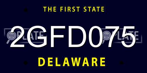 2GFD075 Delaware License Plate