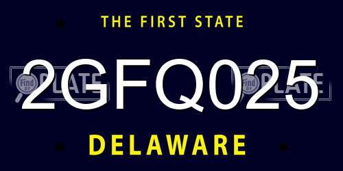 2GFQ025 Delaware License Plate