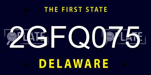 2GFQ075 Delaware License Plate