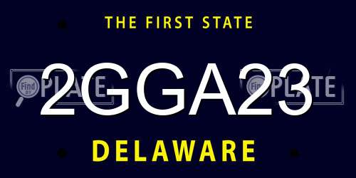 2GGA23 Delaware License Plate