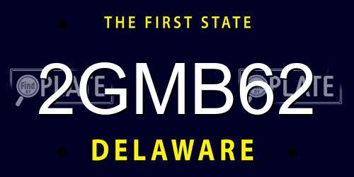 2GMB62 Delaware License Plate