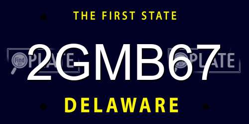 2GMB67 Delaware License Plate