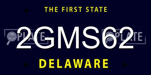 2GMS62 Delaware License Plate