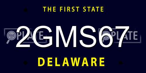 2GMS67 Delaware License Plate