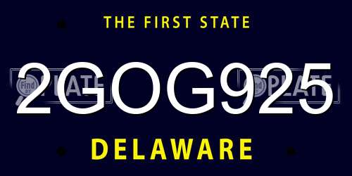 2GOG925 Delaware License Plate