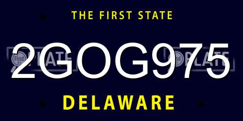 2GOG975 Delaware License Plate