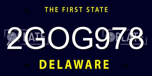 2GOG978 Delaware License Plate